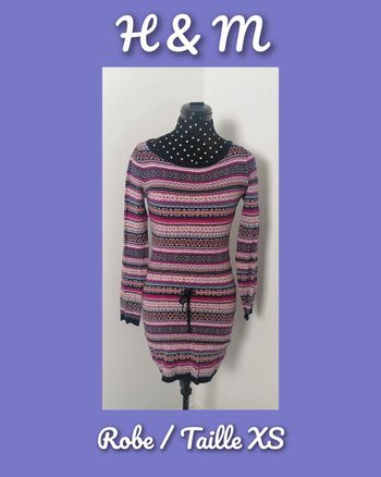Robe courte en mailles multicolore Alpaga Taille XS H&M
