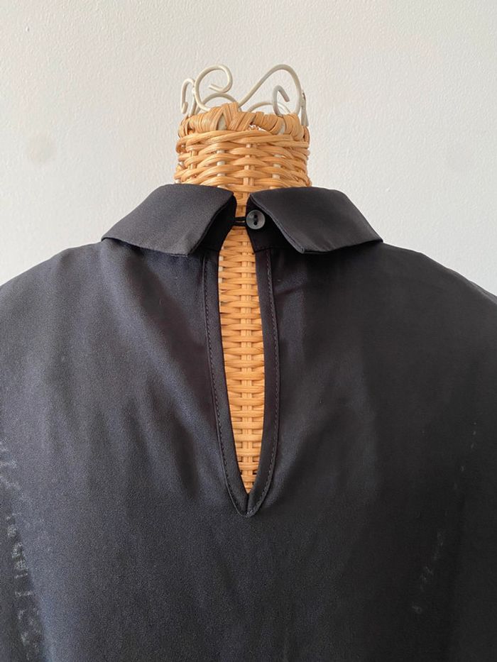 Blouse tee shirt style chemise Camaïeu à dentelle noir et marine taille 38 - photo numéro 8