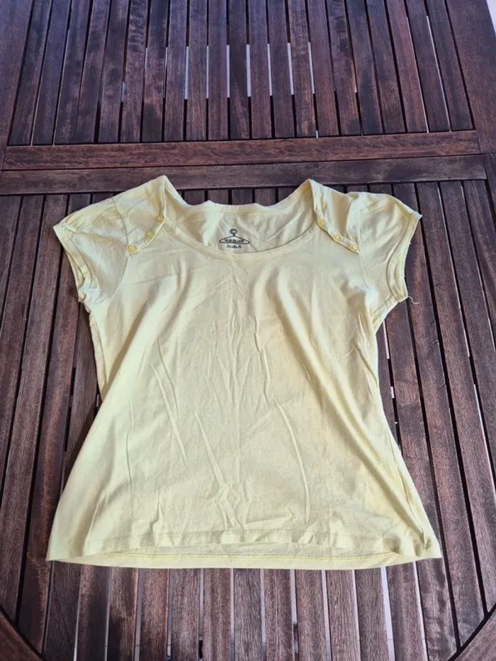 T-Shirt Cache Cache jaune en coton T.42 - photo numéro 3
