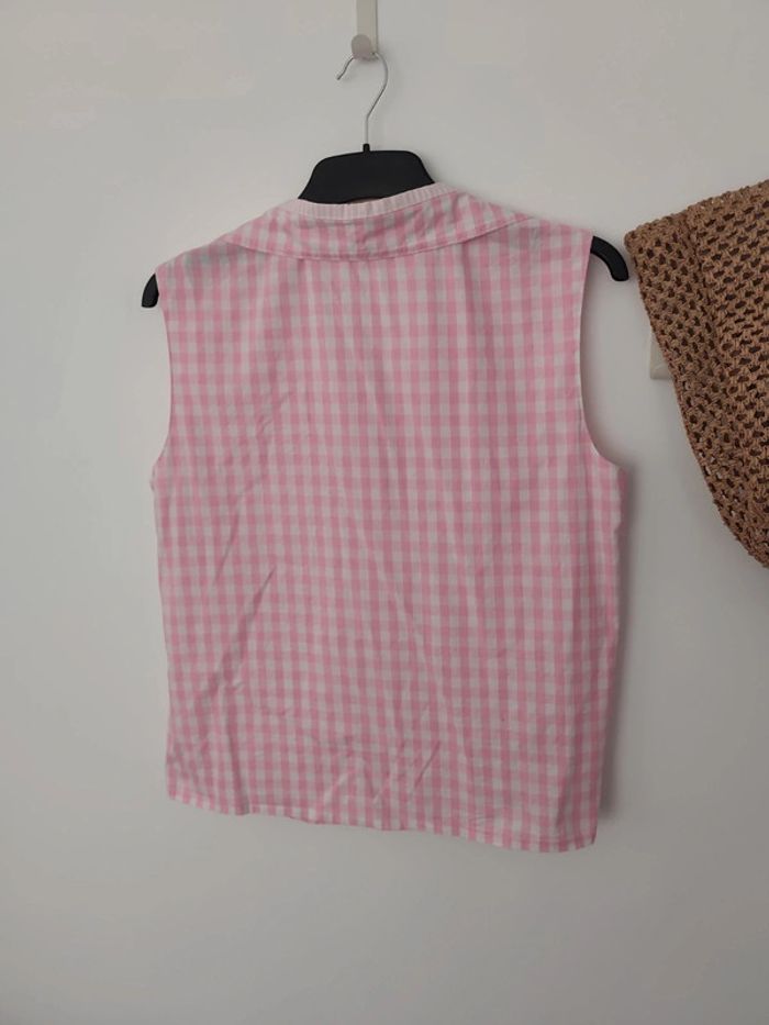 Chemisette sans manche carreaux vichy rose et blanc 42 - photo numéro 3