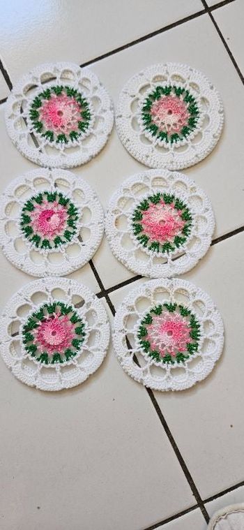 lot de 6 dessous de verre brodé