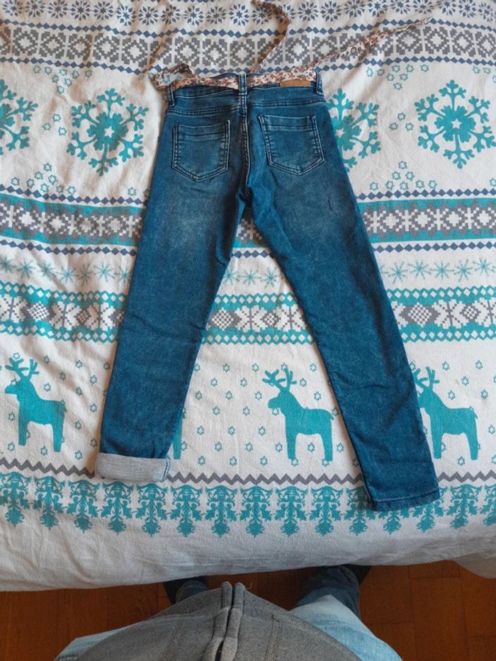 Jeans fille avec ceinture à fleurs creeks 7 ans - photo numéro 4