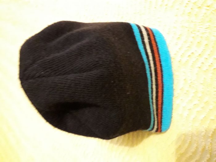 🖤 Joli bonnet marron rayé turquoise (TU enfant) 🖤 - photo numéro 2