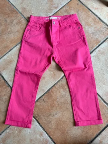 Pantacourt rose fuschia réglable taille 12 ans neuf skinny in extenso