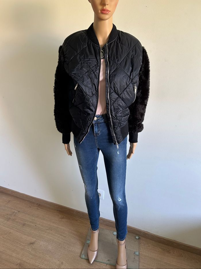 Manteau noir bi matière IKKS taille 36 TBE - photo numéro 3
