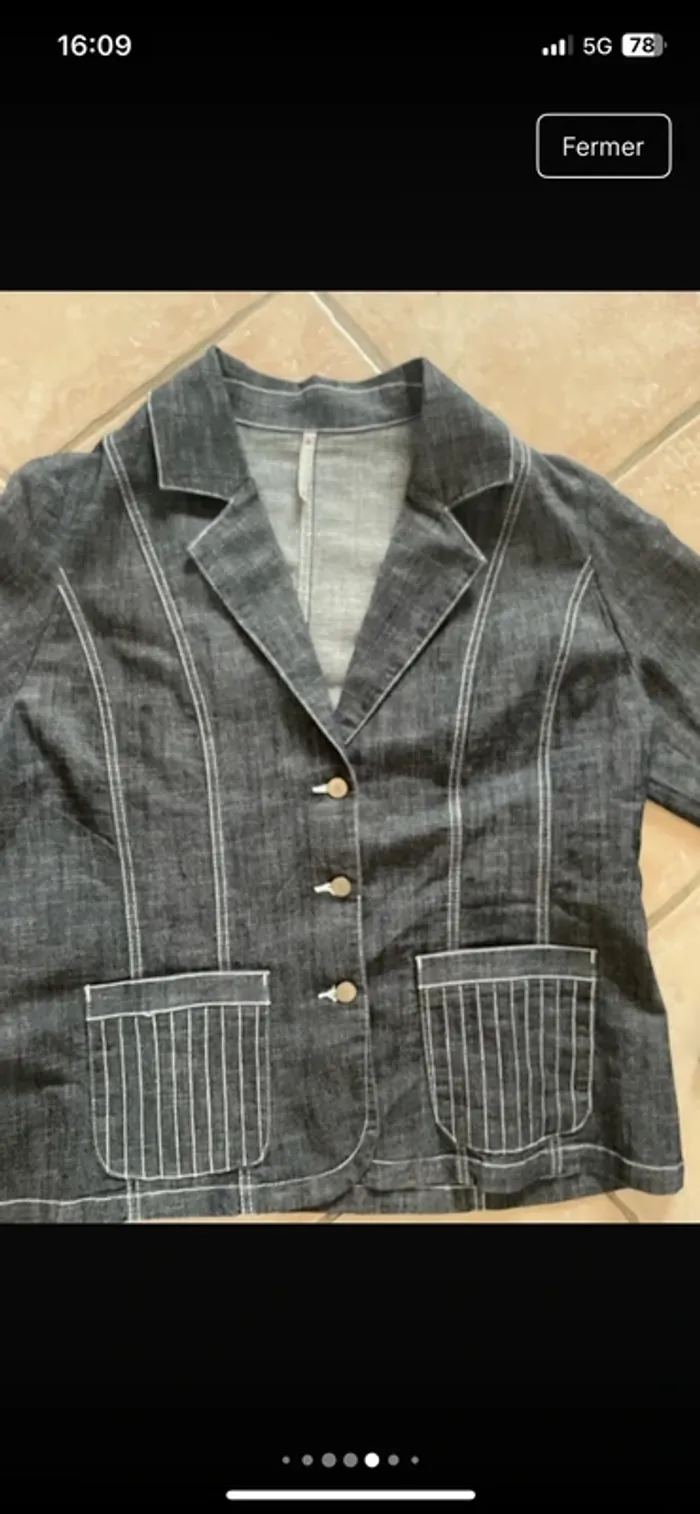 Magnifique blazer en jeans en 48 excellent état de chez Blanche Porte - photo numéro 8