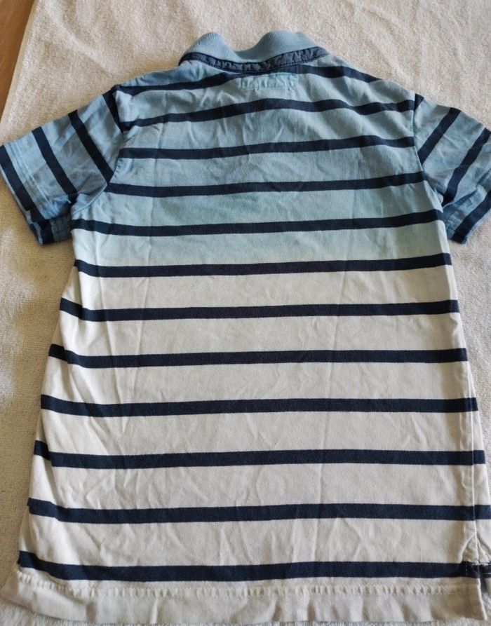 Polo garçon manches courtes grand 6 ans bleu et blanc coton - photo numéro 4