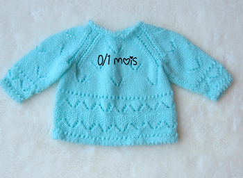Brassiere/pull tricot 0/1 mois - Fait Main
