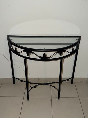 Console en verre et métal noir