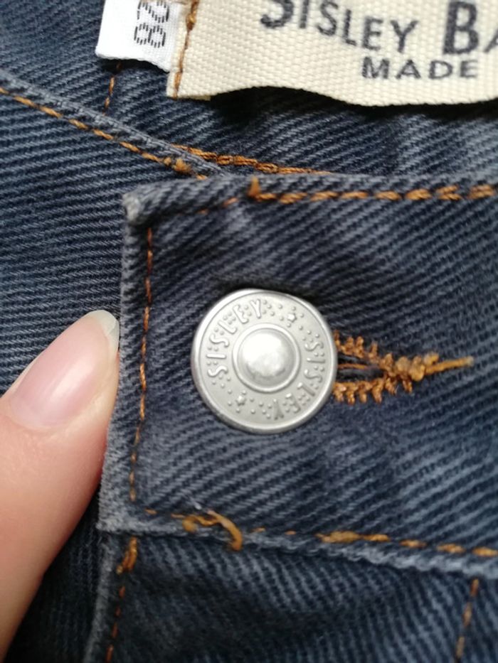 Pantalon mom jeans sisley basic denim bleu brut taille 36 femme - photo numéro 9
