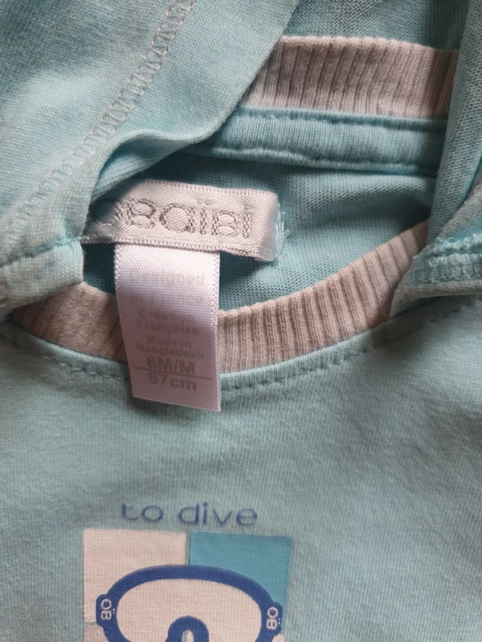 tee shirt obaibi 6 mois turquoise - photo numéro 3