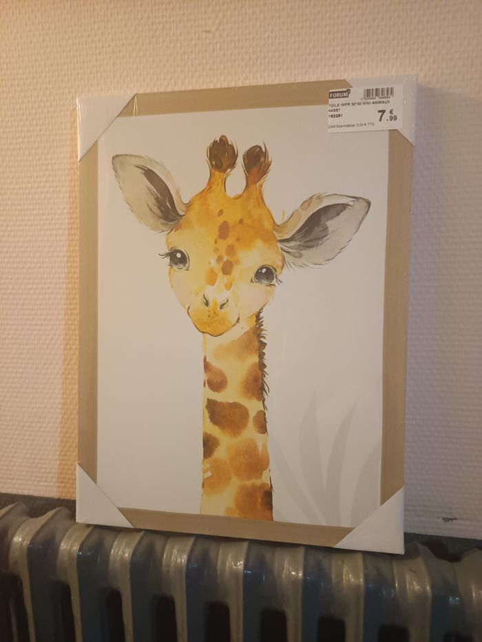 Toile imprimée 30x40cm girafe