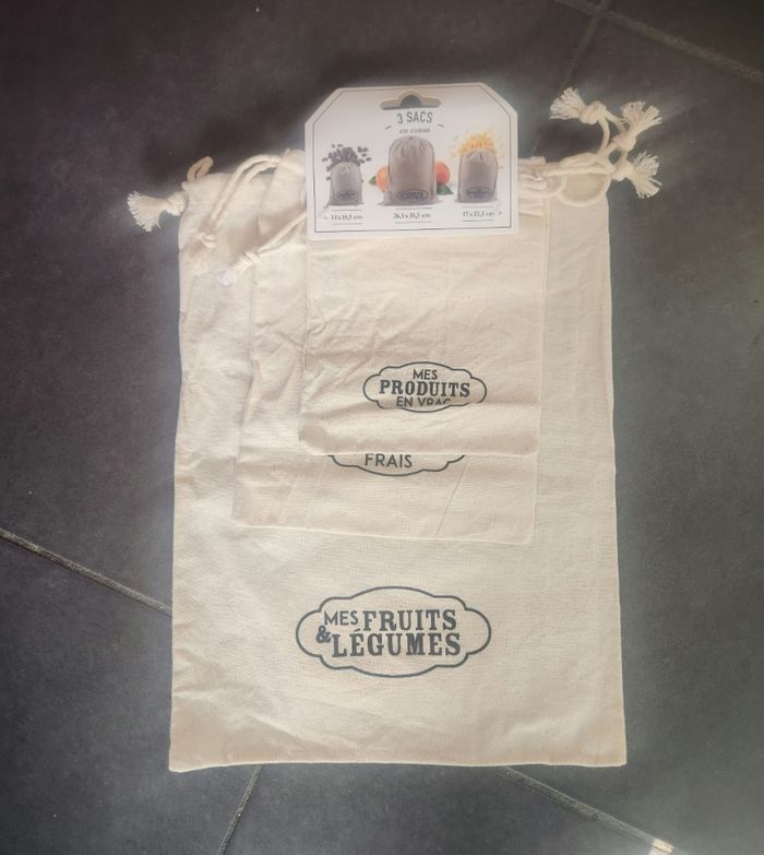 Lot de 3 sacs en coton pour le vrac - photo numéro 1