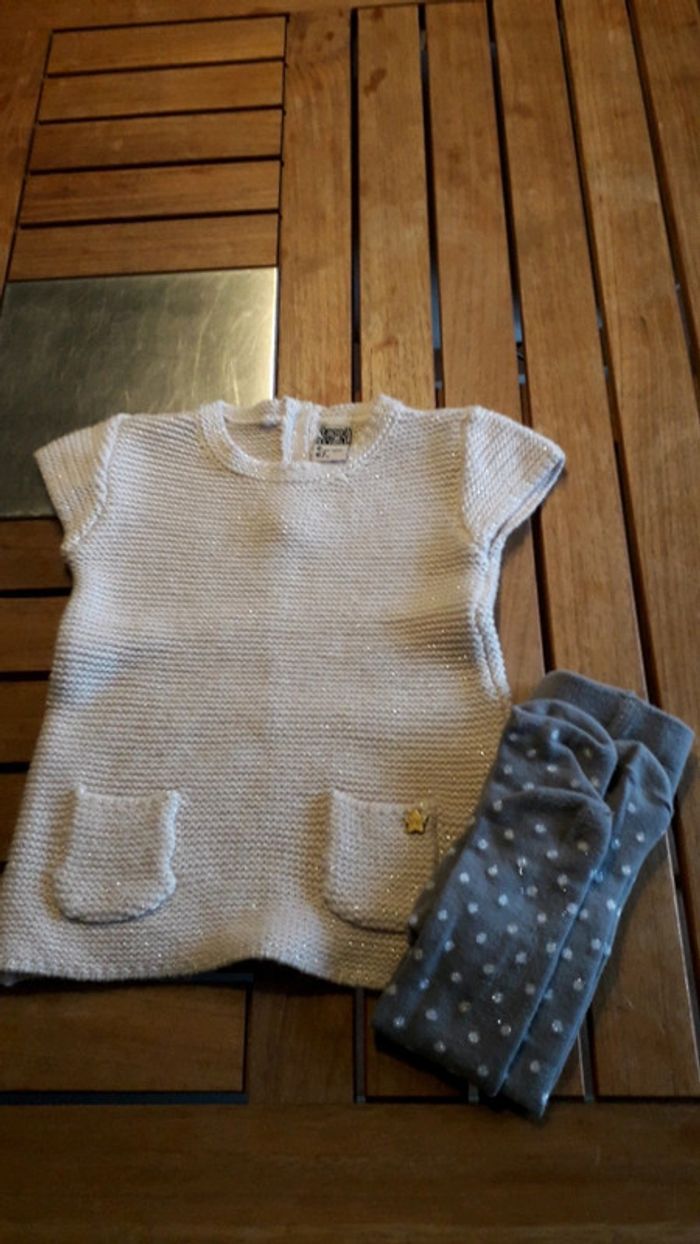 Ensemble robe + collants T 6 mois bébé fille
