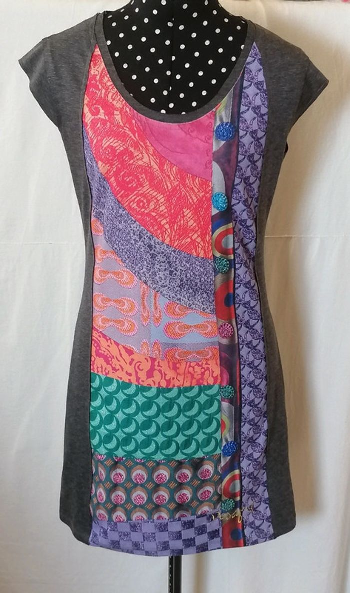 Robe courte gris multicolore taille M Desigual - photo numéro 2