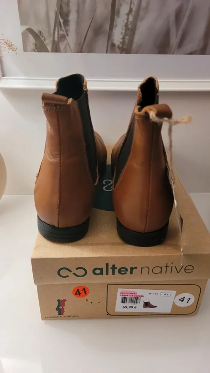 Bottines en cuir camel neuves taille 41 - photo numéro 17