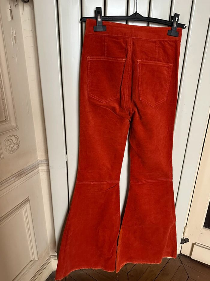 Pantalon orange velour cotelé momokrom taille 34 - photo numéro 3