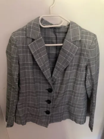Blazer fin à carreau gris