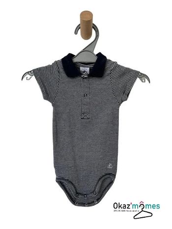 Body manches courtes milleraies marine avec col - Petit Bateau 6 mois (67cm)