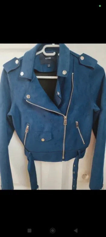 Veste perfecto bleue en suédine kiabi 34