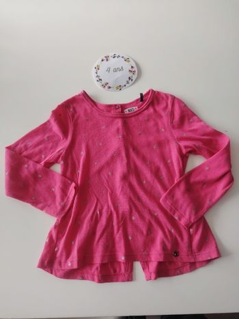 Blouse en coton rose 4 ans ikks tbe