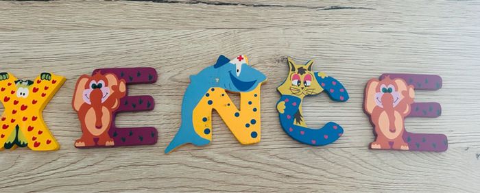 Prénom Maxence lettres en bois animaux - photo numéro 3
