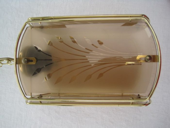 Lustre ou suspension verre et laiton - photo numéro 2