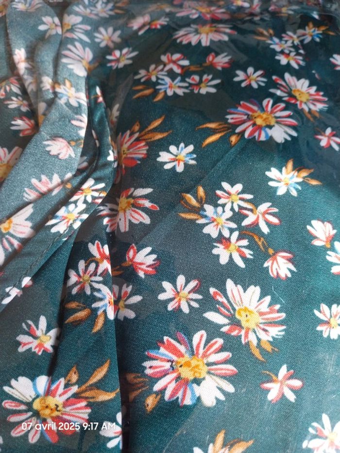 Robe Maxi Portefeuille Fleurie à Volants - Vert / XXL - Princesse fleurie - photo numéro 9