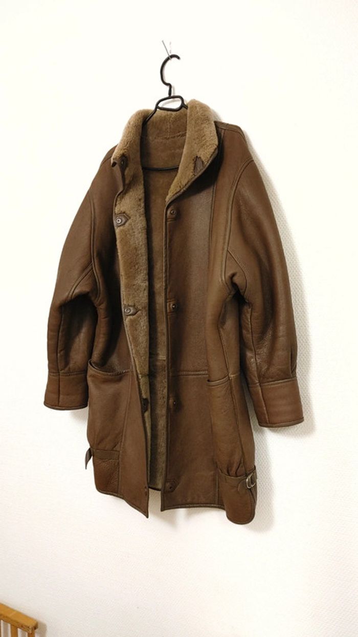 Manteau vintage en peau de mouton retourné shearling montone sheepskin réversible - photo numéro 2