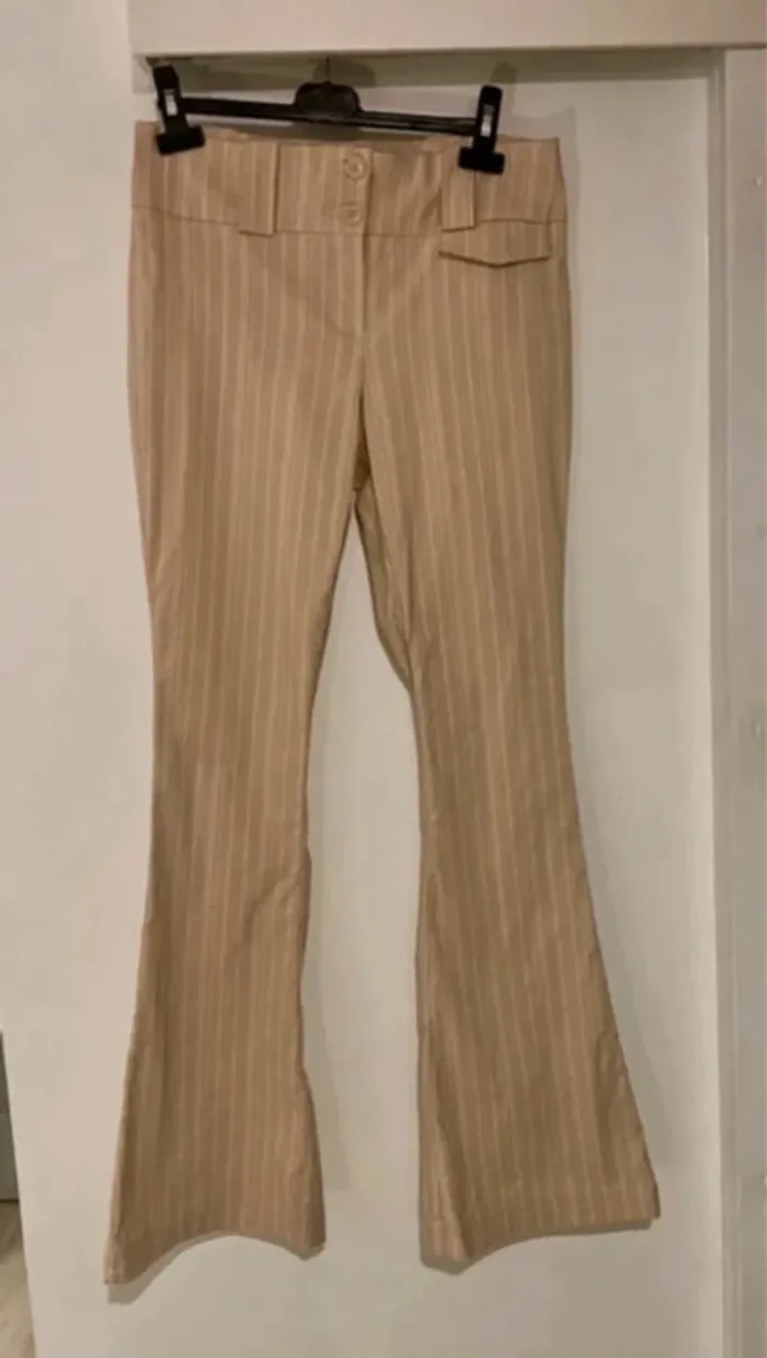 Pantalon flare beige à rayures Pimkie - T38