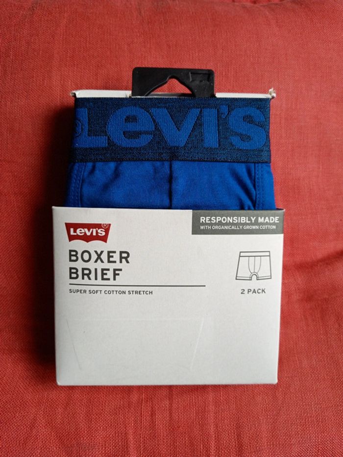 2 boxers Levi's taille S coloris marine et bleu en coton organique responsable