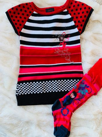 Robe pull hiver Marese 6 mois avec ses collants assortis
