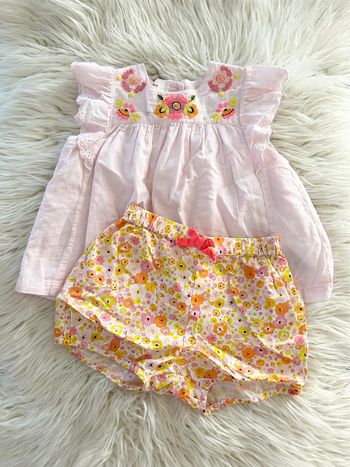Fille 👧🏻 Ensemble d’ete blouse + bloomer - dpam 12 mois