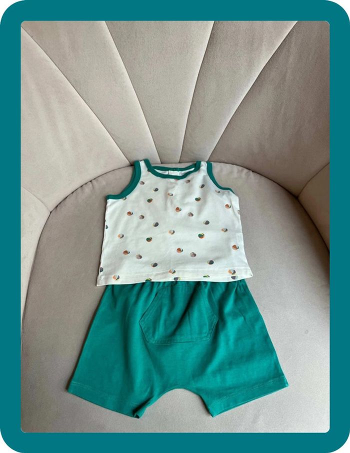 Ensemble jersey débardeur et short 12 mois - Bout'chou - photo numéro 2