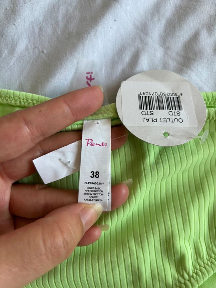 Bas de maillot de bain de bikini vert fluo penti taille M/38 neuf - photo numéro 3