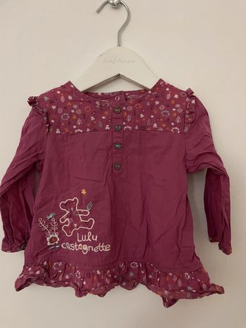 Blouse chemise tunique fille rose violet lulu castagnette 18 mois