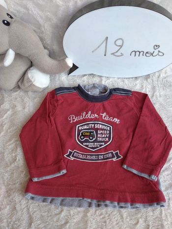 Tee shirt chemise manches longues Garçon 12 mois Builder team My Chicco 100% coton
