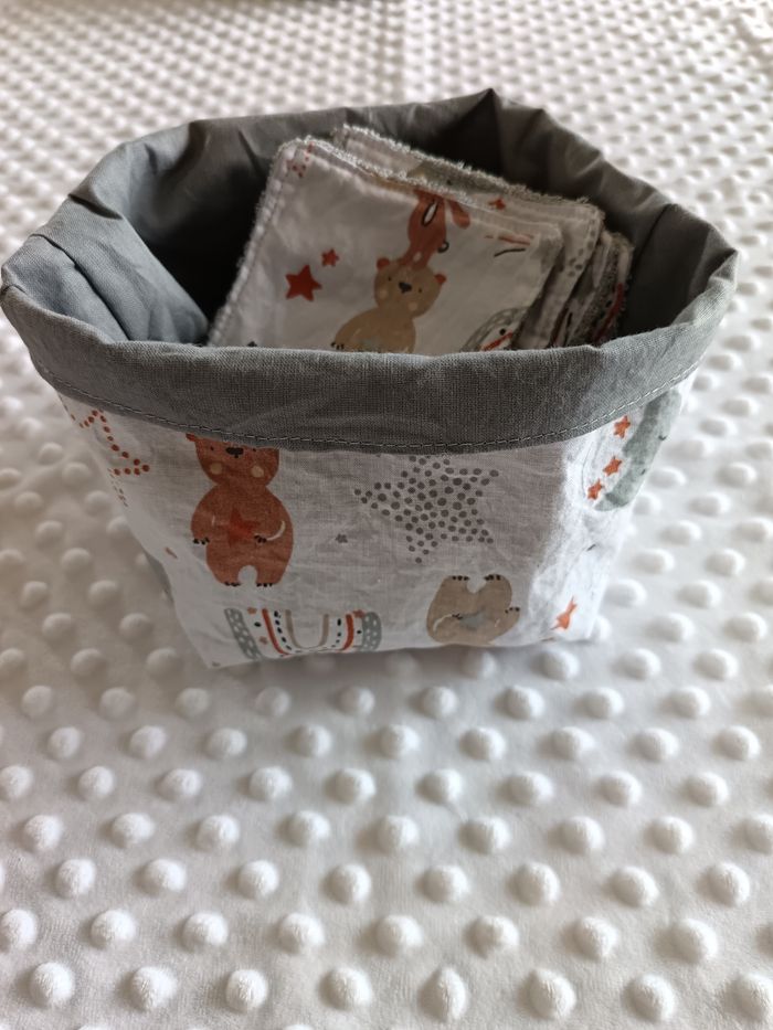 Panier et 12 lingettes lavables - photo numéro 2