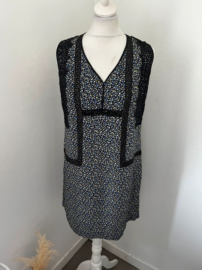 Robe à motif et dentelle noire Sandro S