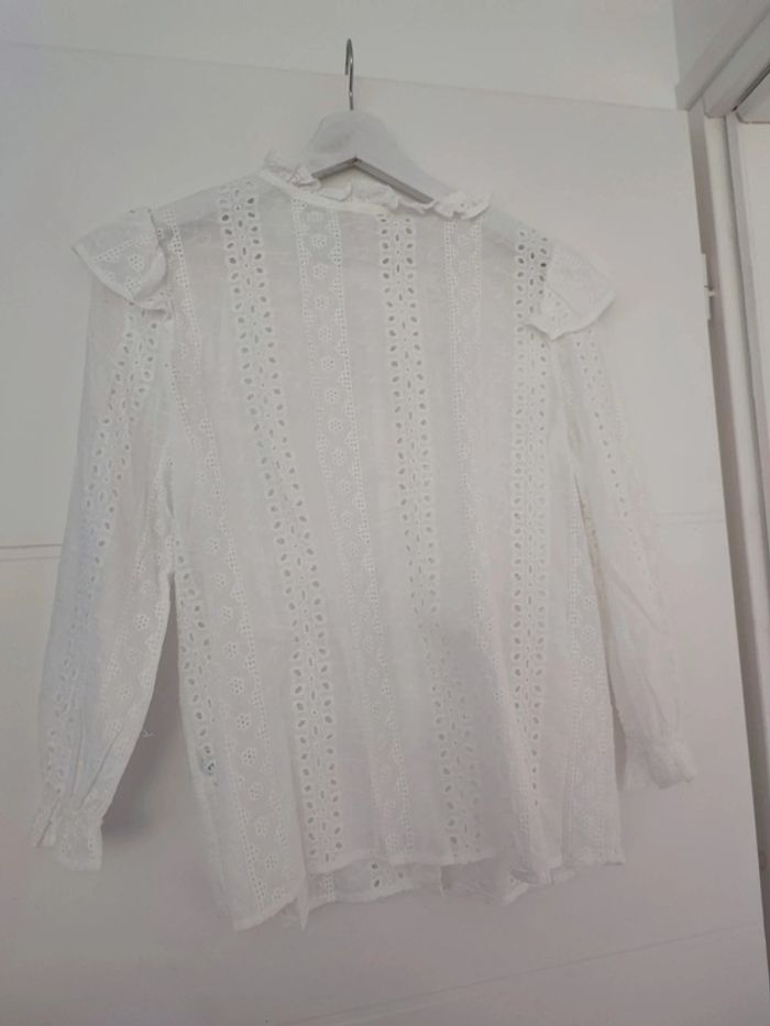 Chemise manches 3/4 broderie blanche - photo numéro 5