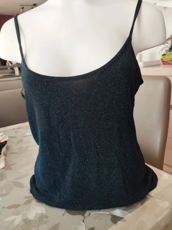 Caraco brillant bleu et noir camaïeu taille 46