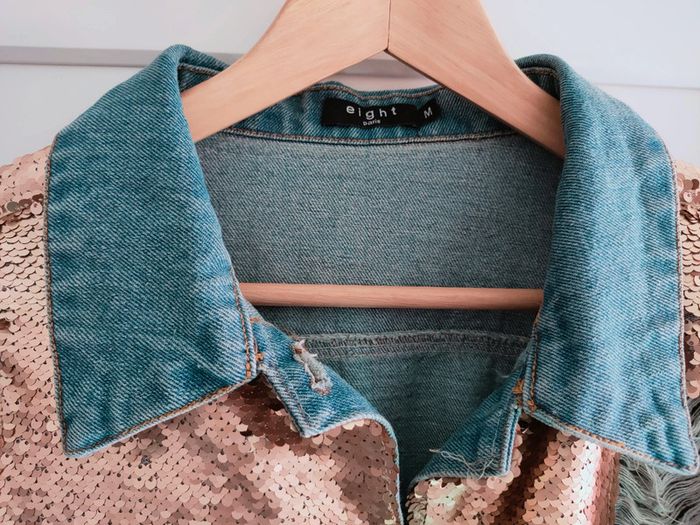Veste en jean sequin or eight paris taille M L 40 42 neuf - photo numéro 4