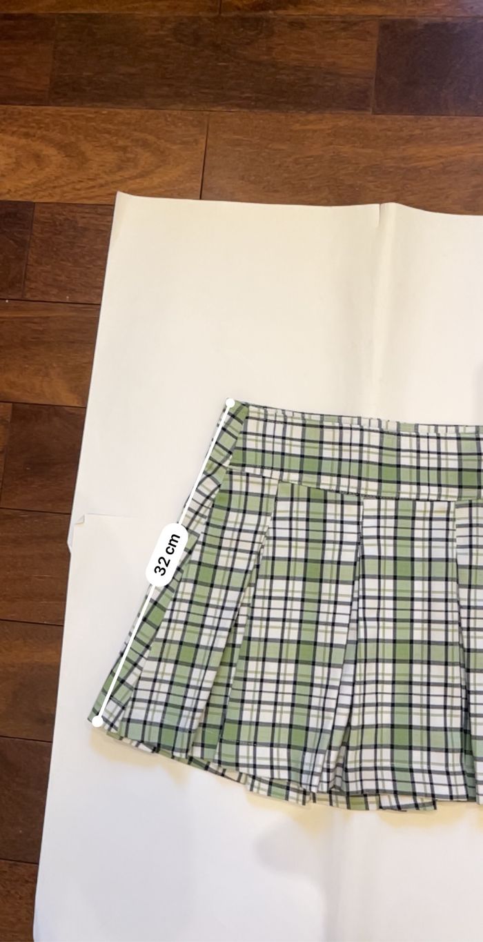 Jupe plissée courte à carreaux verte bershka taille xs - photo numéro 8