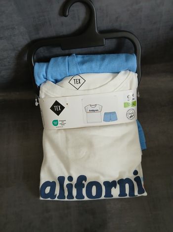 ensemble pyjamas short en coton garcon tex 13/14 ans