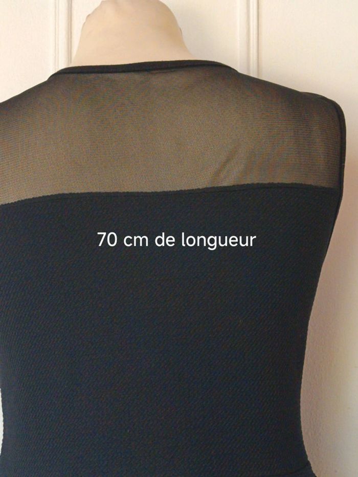 💎 débardeur long chic péplum noir taille M 38 l 40 voile transparent et collier intégré sexy chic - photo numéro 7