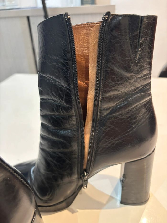 Bottines à talons carré en cuir minelli taille 38 - photo numéro 2