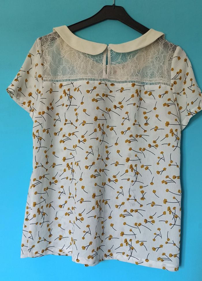 🌸 Blouse dentelle à fleurs avec col claudine taille 40 Charlior 🌸 - photo numéro 2