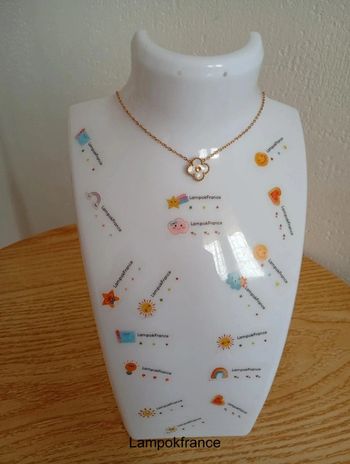 Solde 💝 Collier bohémien trèfle à quatre feuilles couleurs or en acier inoxydable