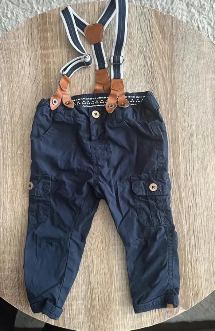 Pantalon jean cargo 12 mois 74 cm - photo numéro 2