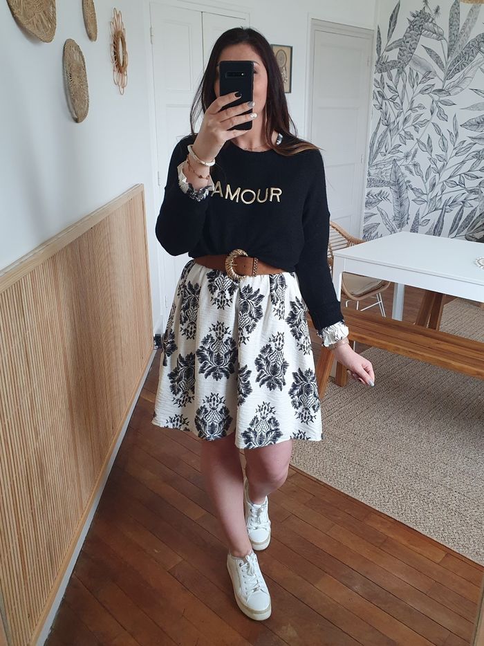 Pull Amour noir/doré oversize Taille unique - photo numéro 2